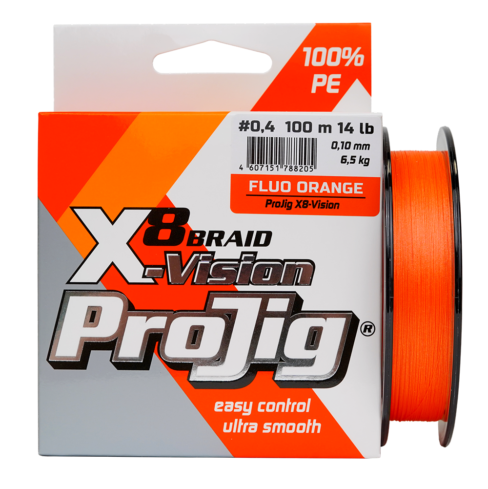 Шнур ProJig X8-Vision 0, 18 мм,  14, 0 кг,  150 м,  оранжевый