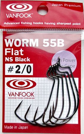 Крючки офсетные Vanfook Worm-55B #4/0 stealth black